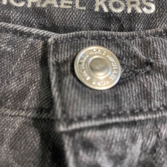 Michael Kors High-Rise Jeans Leopard Print Skinny Black Denim Selma Size 6 - Picture 6 of 15